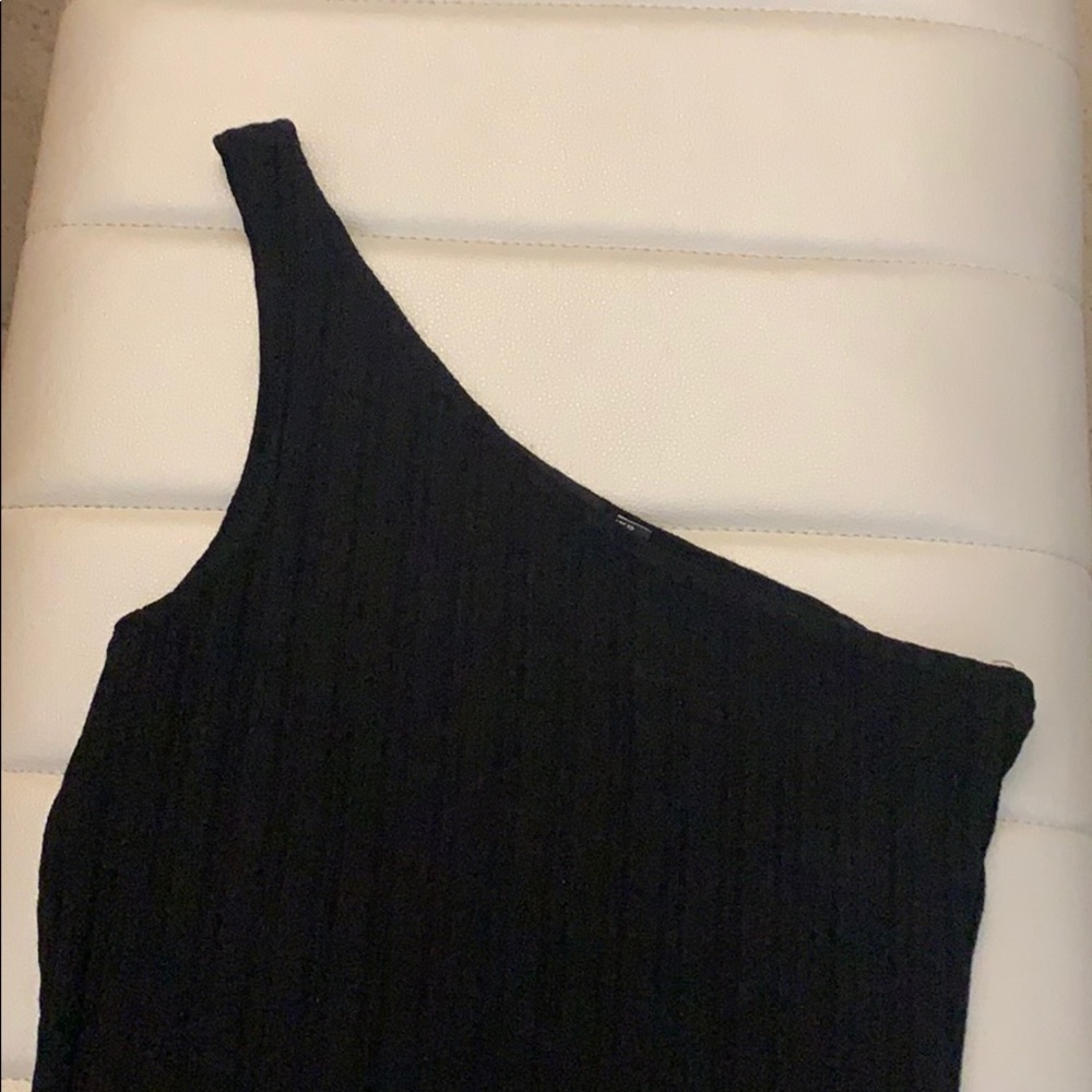 Ribbed One Shoulder Strap Bodycon Dress